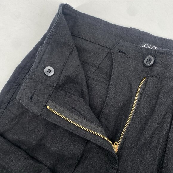 J. Crew Size 00 Seaside Cargo Pants Black High Waist Linen-TENCEL Lyocell Blend - Picture 11 of 16